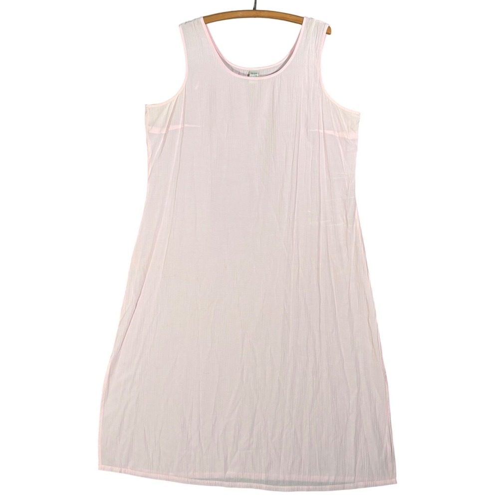 Vintage Light Pink Crinkle Sleeveless Maxi Nightgown Slip Dress Plus Size 22/24W